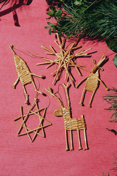 Ukrainian Christmas Straw Ornaments Set of 5