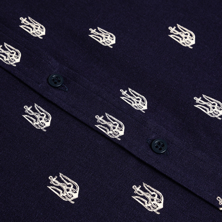 Anchor Tryzub - Navy Linen Shirt