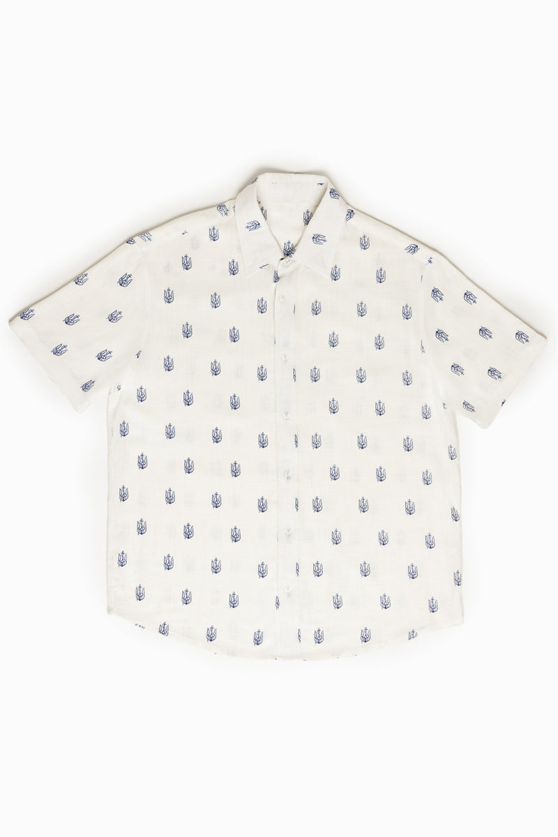 Anchor Tryzub - White Linen Shirt