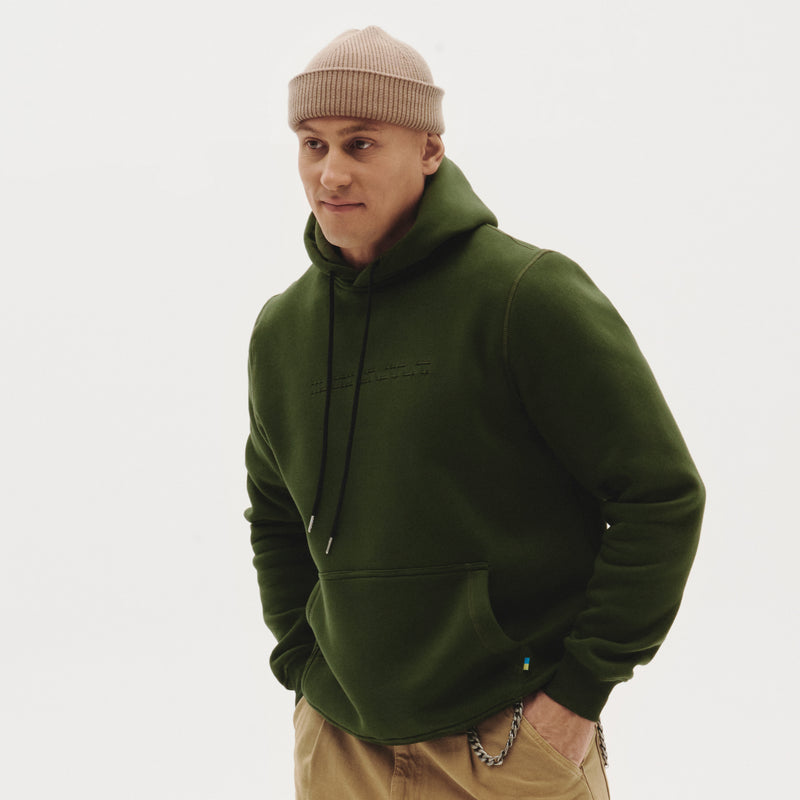 Morse Code Hoodie - Brushed Fleece Green