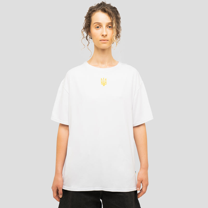 Gold Tryzub - White Bamboo T-Shirt