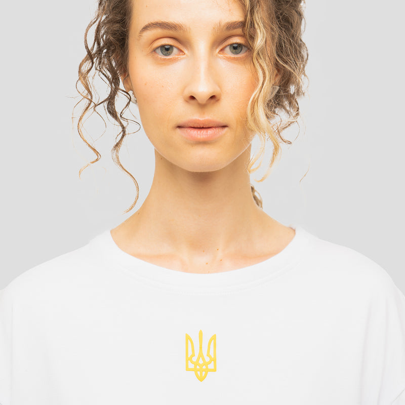 Gold Tryzub - White Bamboo T-Shirt