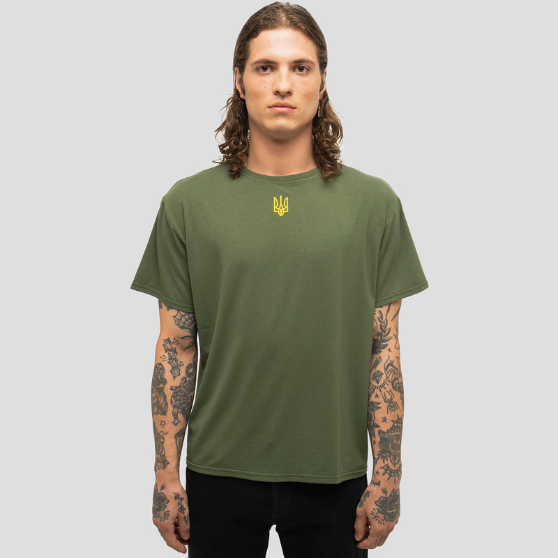 Gold on Green Tryzub - Bamboo T-Shirt