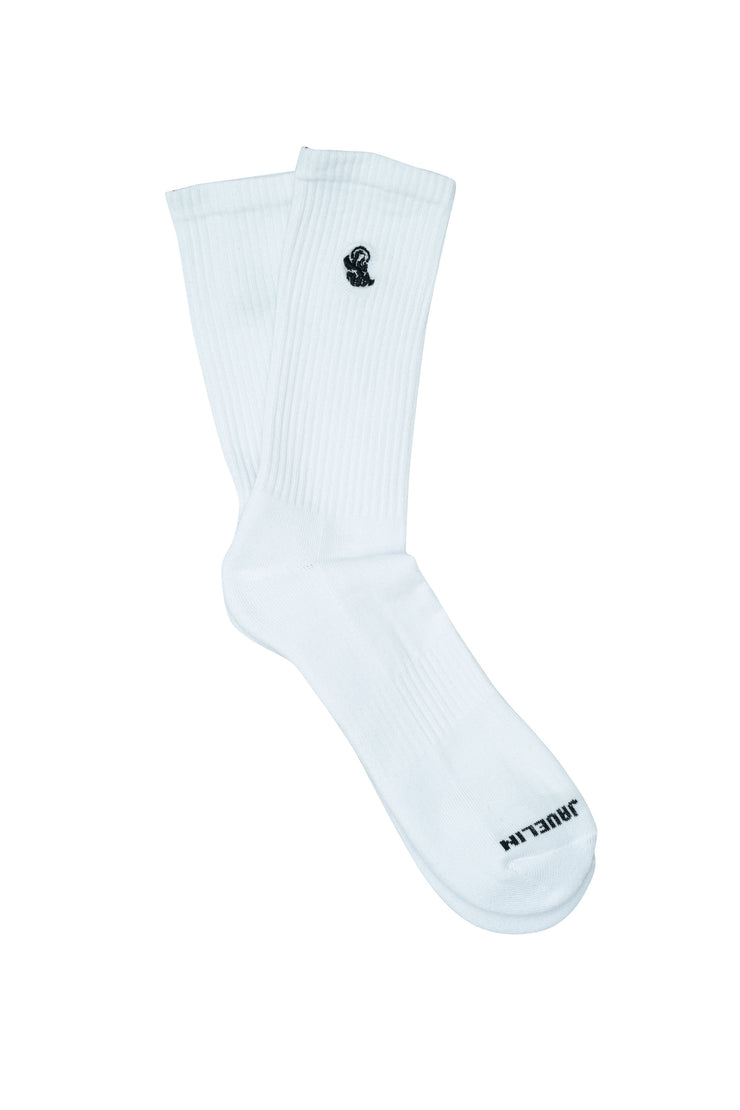 Embroidered Saint Javelin White Sock