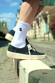 Embroidered Saint Javelin White Sock