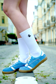 Embroidered Saint Javelin White Sock