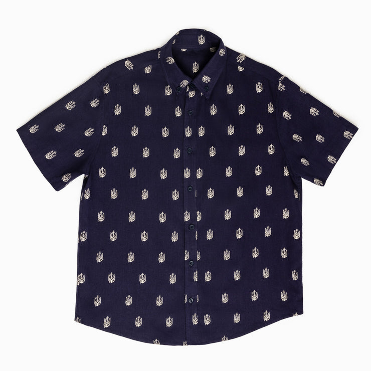 Anchor Tryzub - Navy Linen Shirt