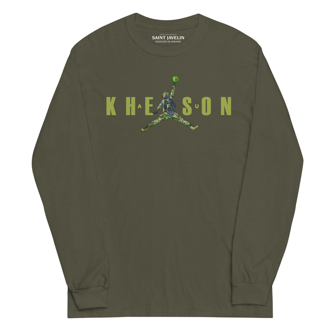 Kherson - Watermelon Warrior Army Green - Adult Long Sleeve Shirt